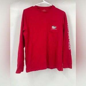 Vineyard Vines unisex elf‎ whale long sleeve pocket T Christmas shirt, size 16